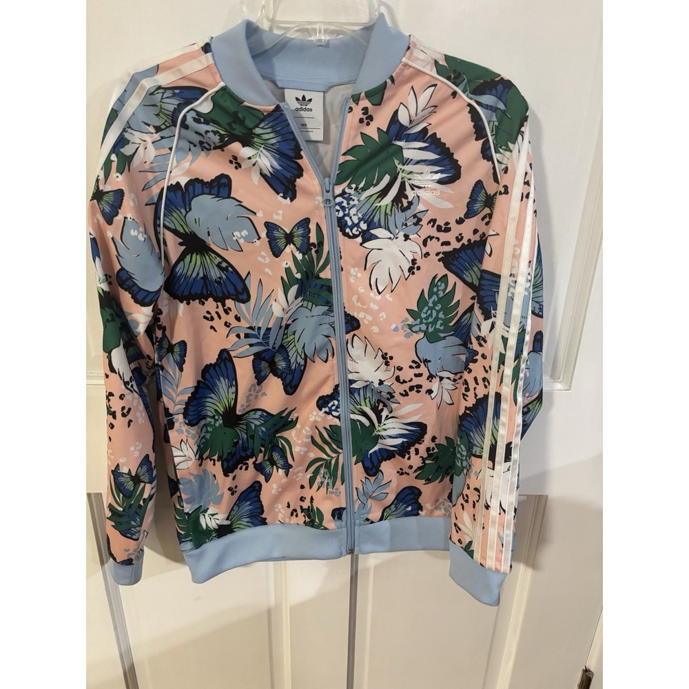 Adidas HER Studio London Girls Superstar Floral Track Jacket Pink Zip M